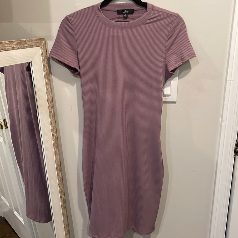 Lulus ribbed open back dress with tie detail